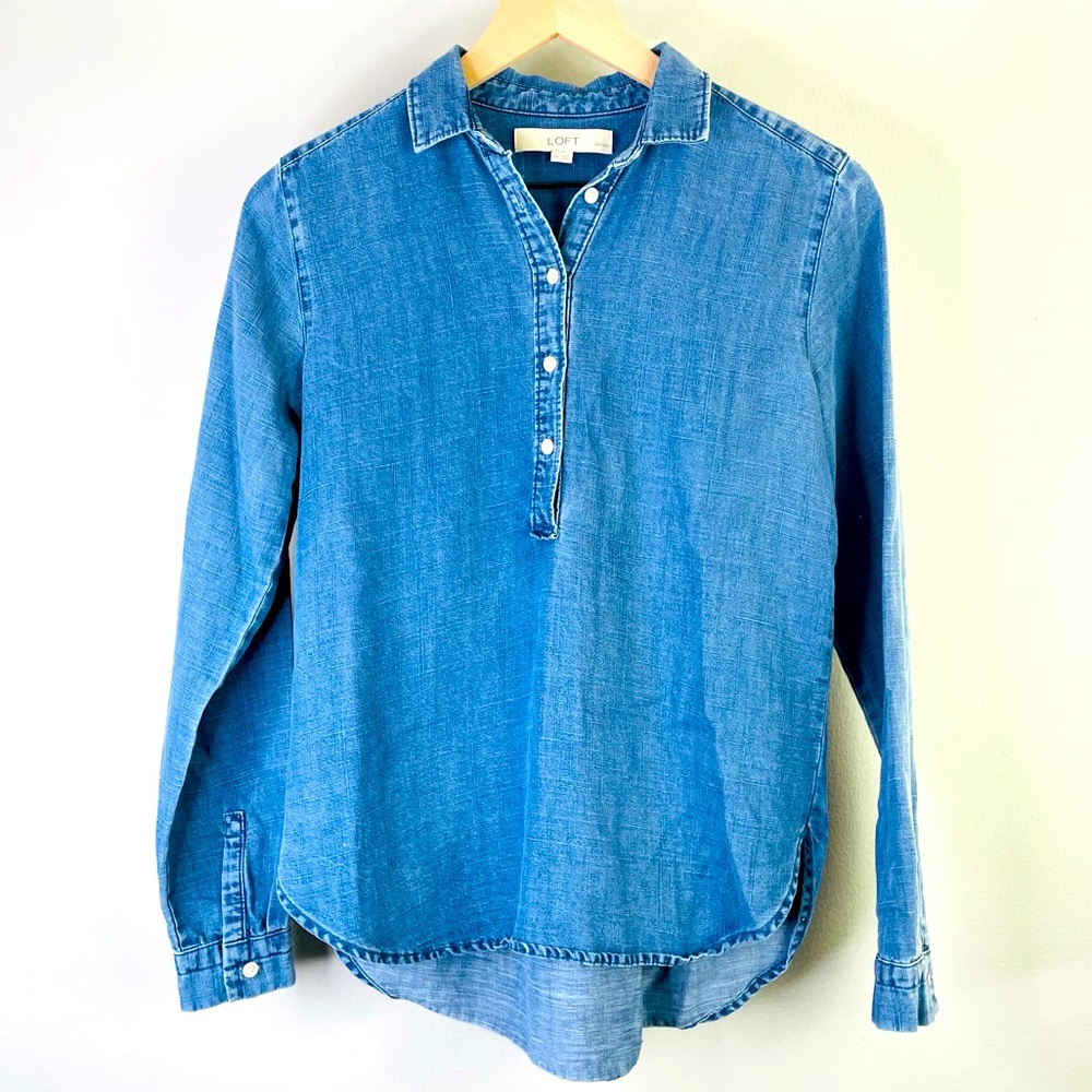 LOFT Blue Denim Blouse